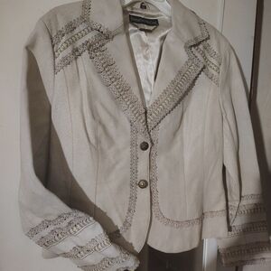 Pamela McCoy Cream Leather Jacket